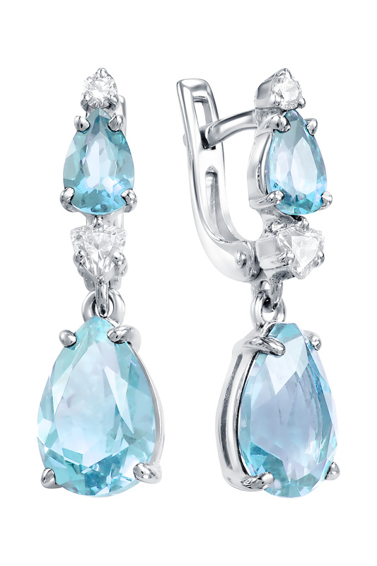 

Серьги женские из серебра АЛЬКОР 02-1528, топаз/цирконий, 02-1528
