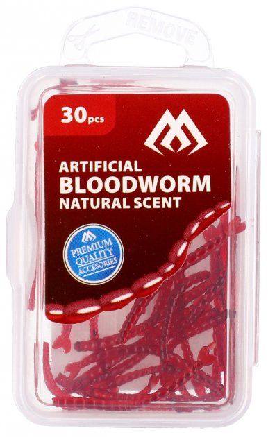 Силиконовая приманка Mikado Artificial Bloodworm 15 мм, красный, 30 шт.