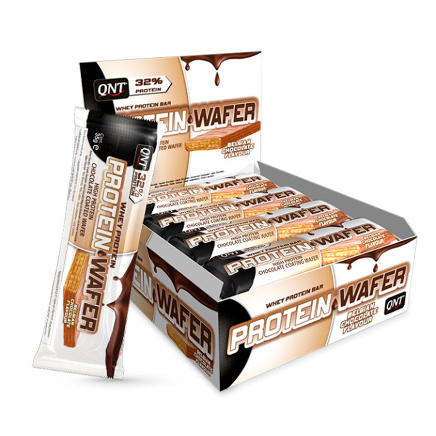 фото Qnt батончики qnt protein wafer 35 г, 12 шт, вкус: бельгийский шоколад