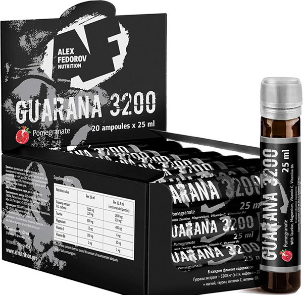 

Энергетик AFN Guarana 3200, 20 x 25 мл, garnet, Guarana 3200