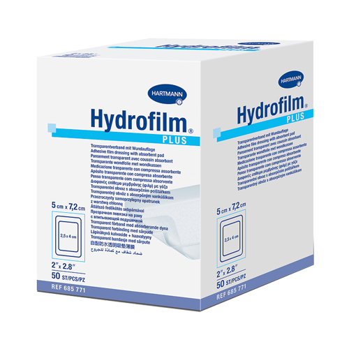 фото Самофиксирующаяся повязка hydrofilm plus с впитывающей подушечкой 5см х 7,2 см 50 шт. hartmann