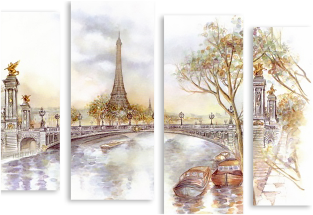 

Картина модульная на холсте Модулка Париж красками 90x67 см, 2697090