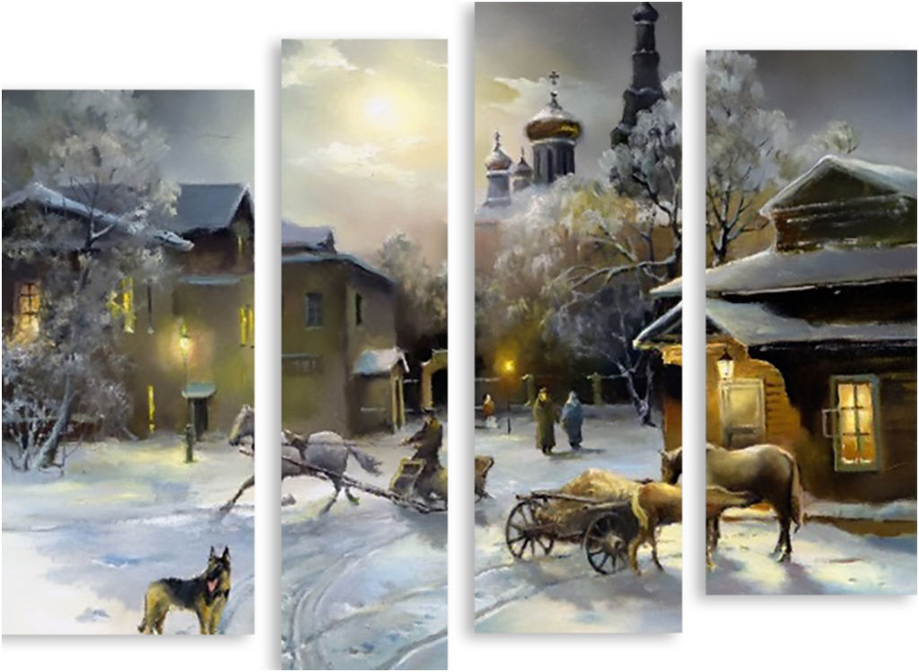 

Картина модульная на холсте Модулка Зима в деревне90x71см, 3183090
