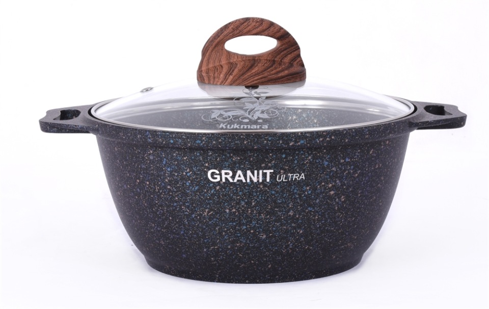 фото Кастрюля а/пр литая 2,0л стекл/кр granit ultra blue тм kukmara