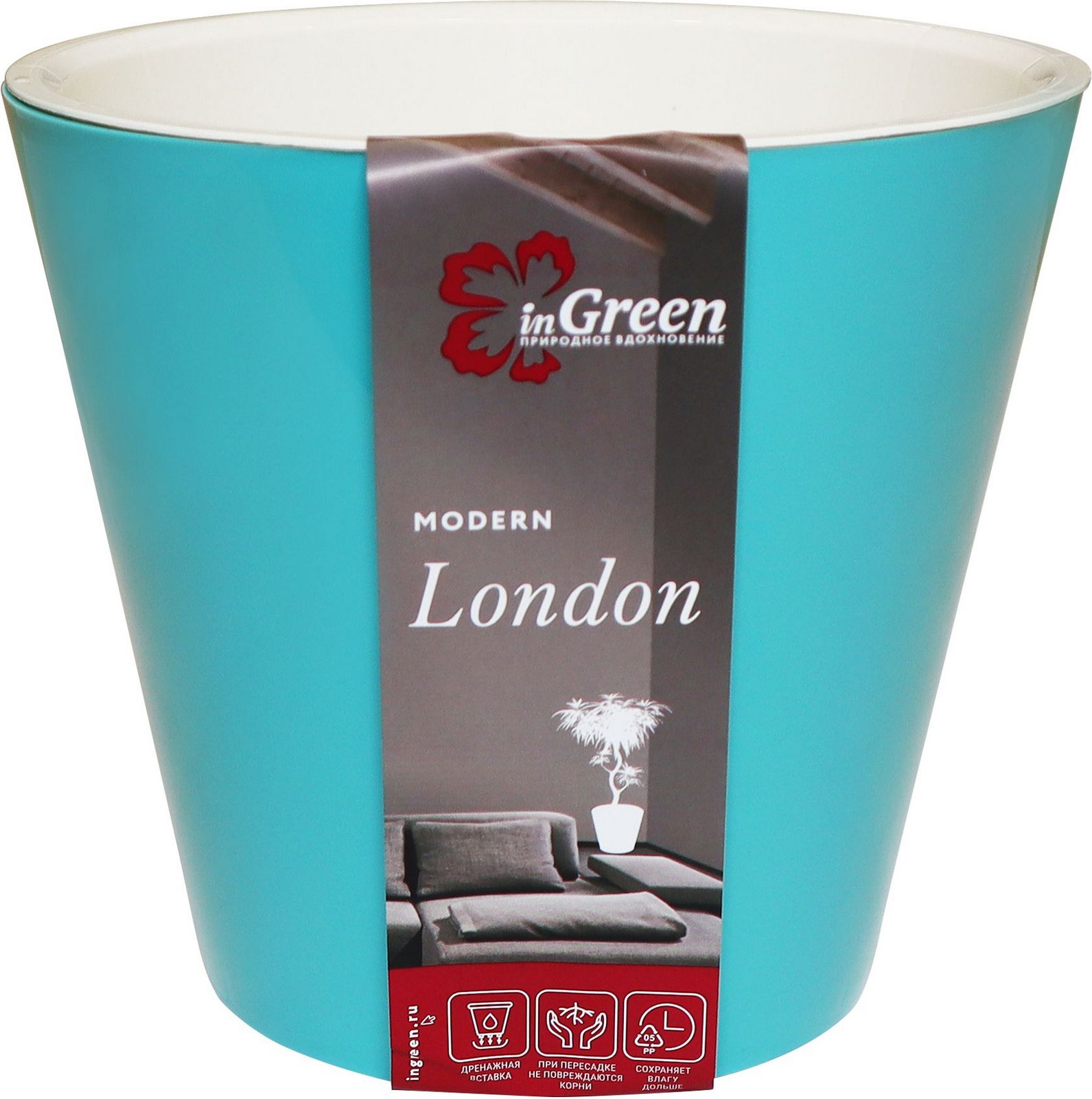 

Цветочный горшок InGreen London ING1552ГЛЖ 1 л голубой жасмин 1 шт., London