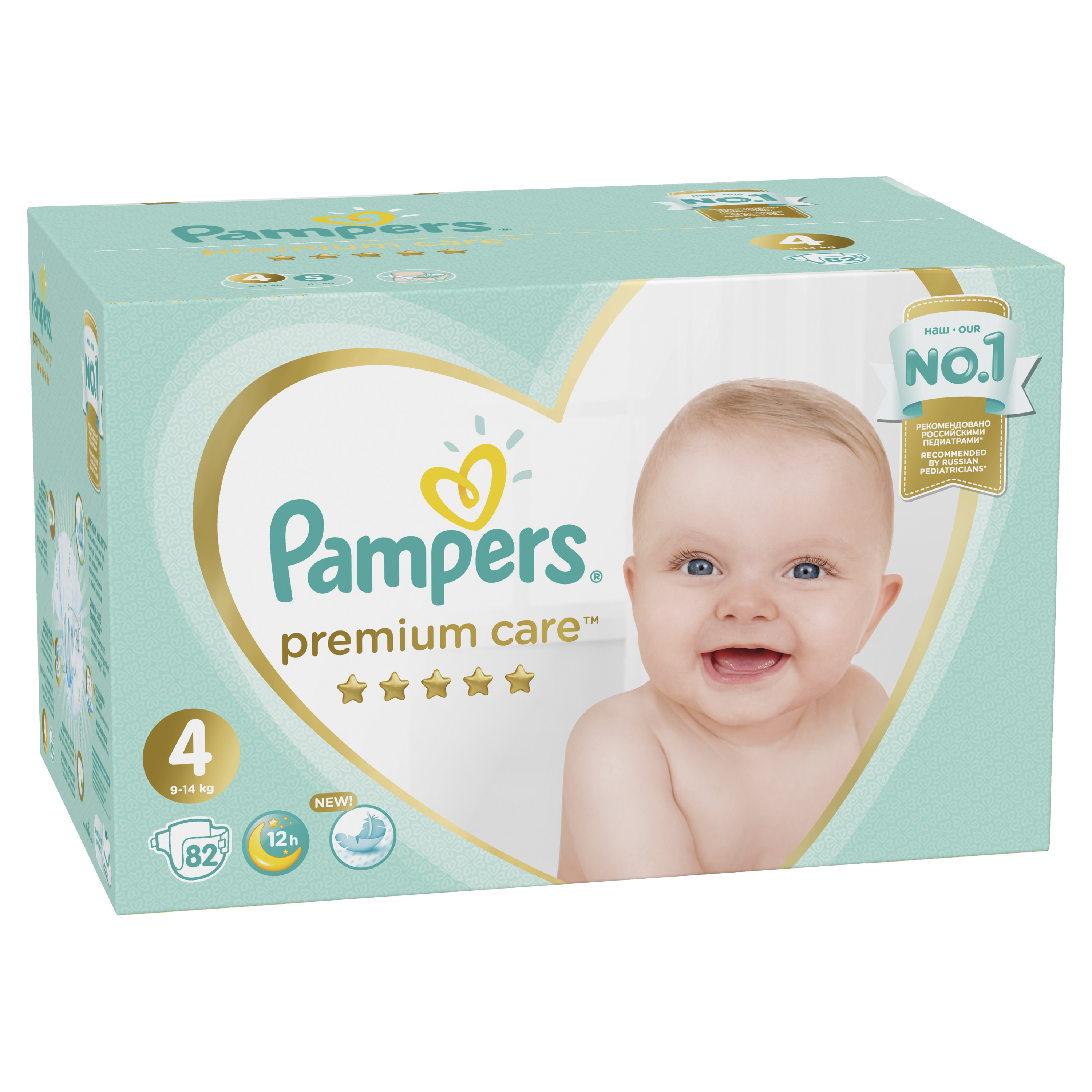 фото Подгузники pampers premium care 4 (9-14 кг), 82 шт.