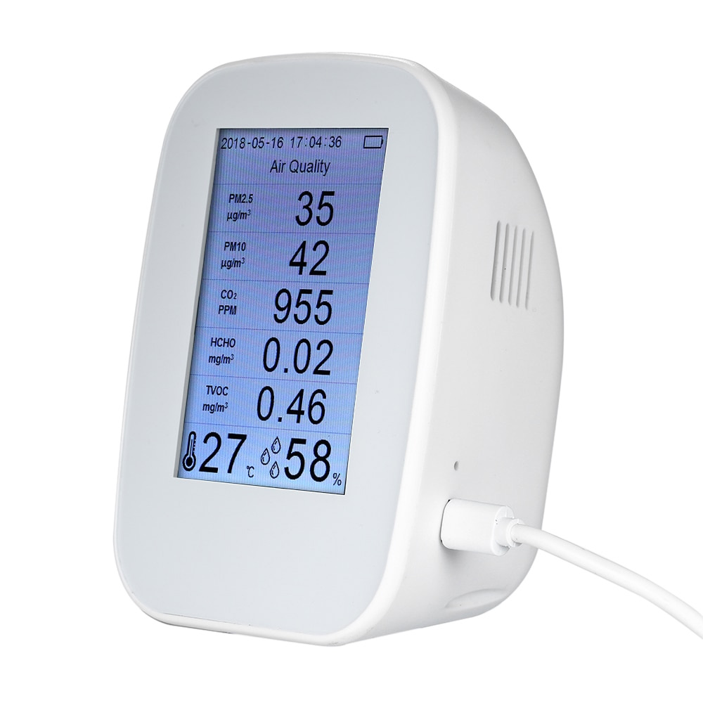 фото Монитор качества воздуха kkmoon d9-h (co2, hcho, tvoc, pm2,5, pm10). переносной.