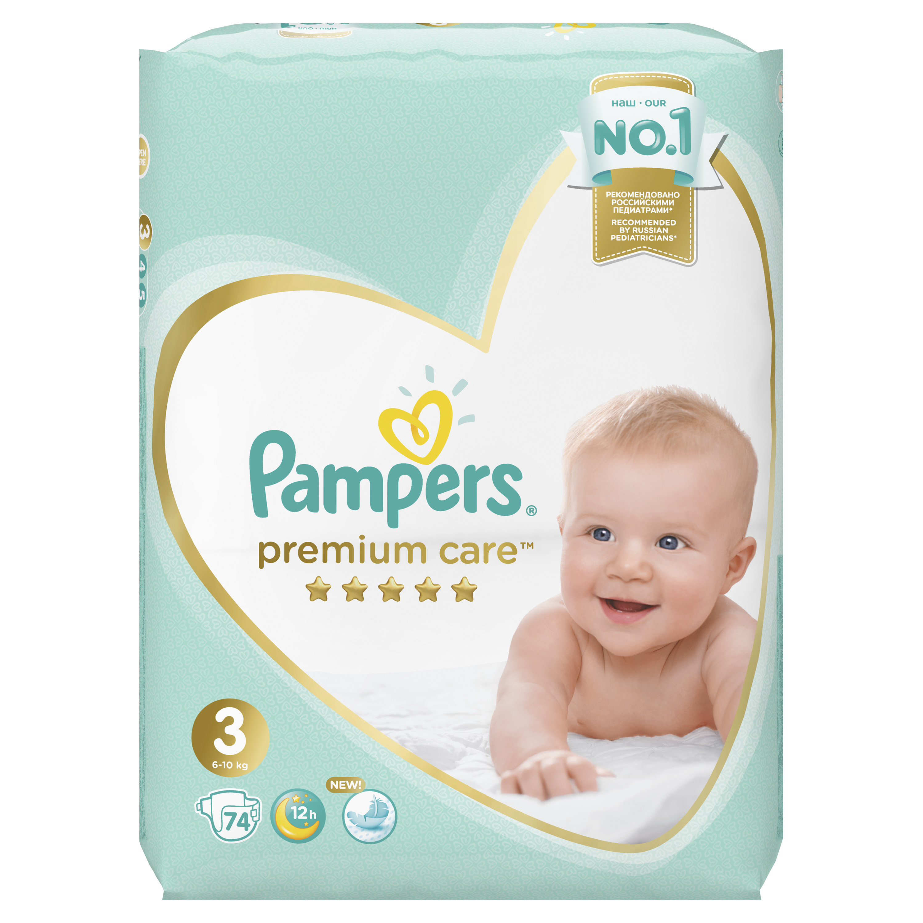 фото Подгузники pampers premium care 3 (6-10 кг), 74 шт.