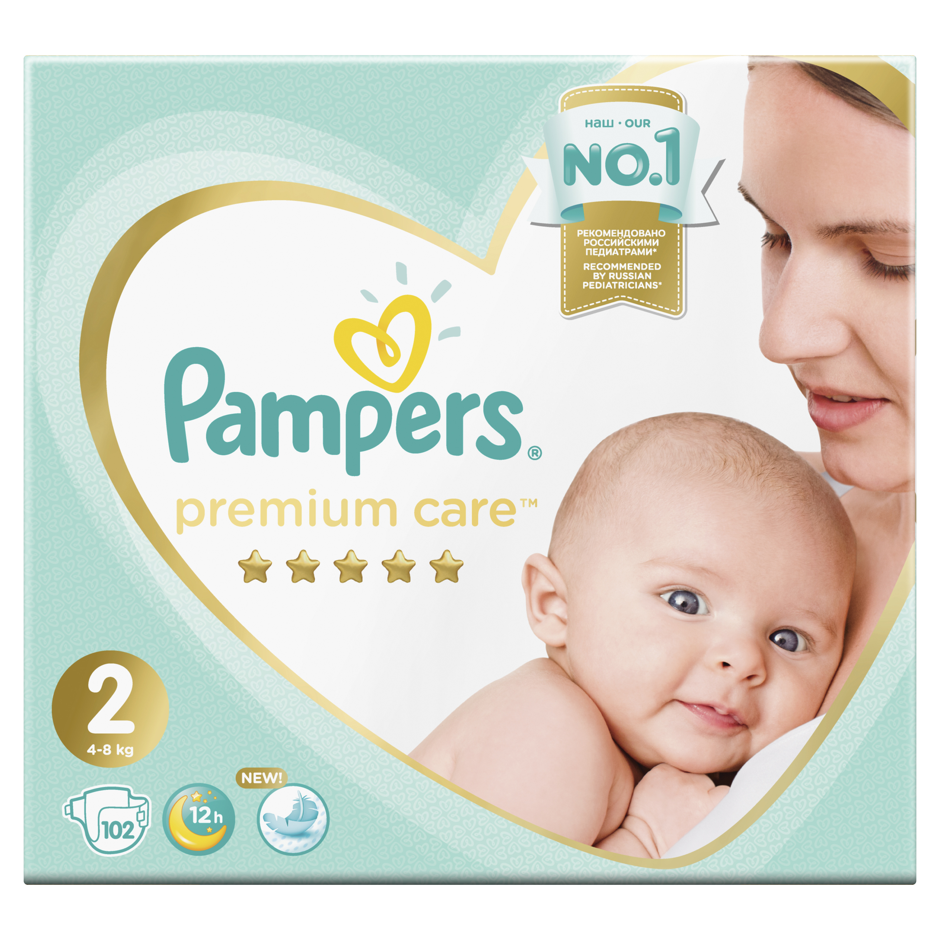 фото Подгузники pampers premium care 2 (4-8 кг), 102 шт.