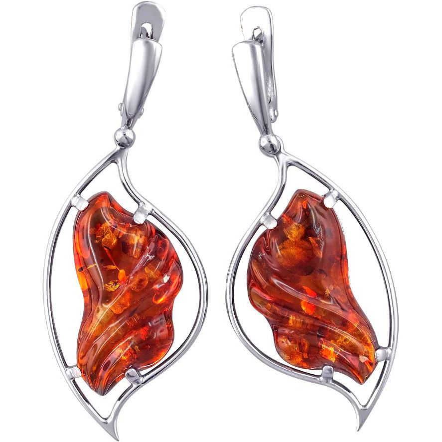 

Серьги женские из серебра Балтийские узоры Е10С450210544-2, янтарь, Е10С450210544-2