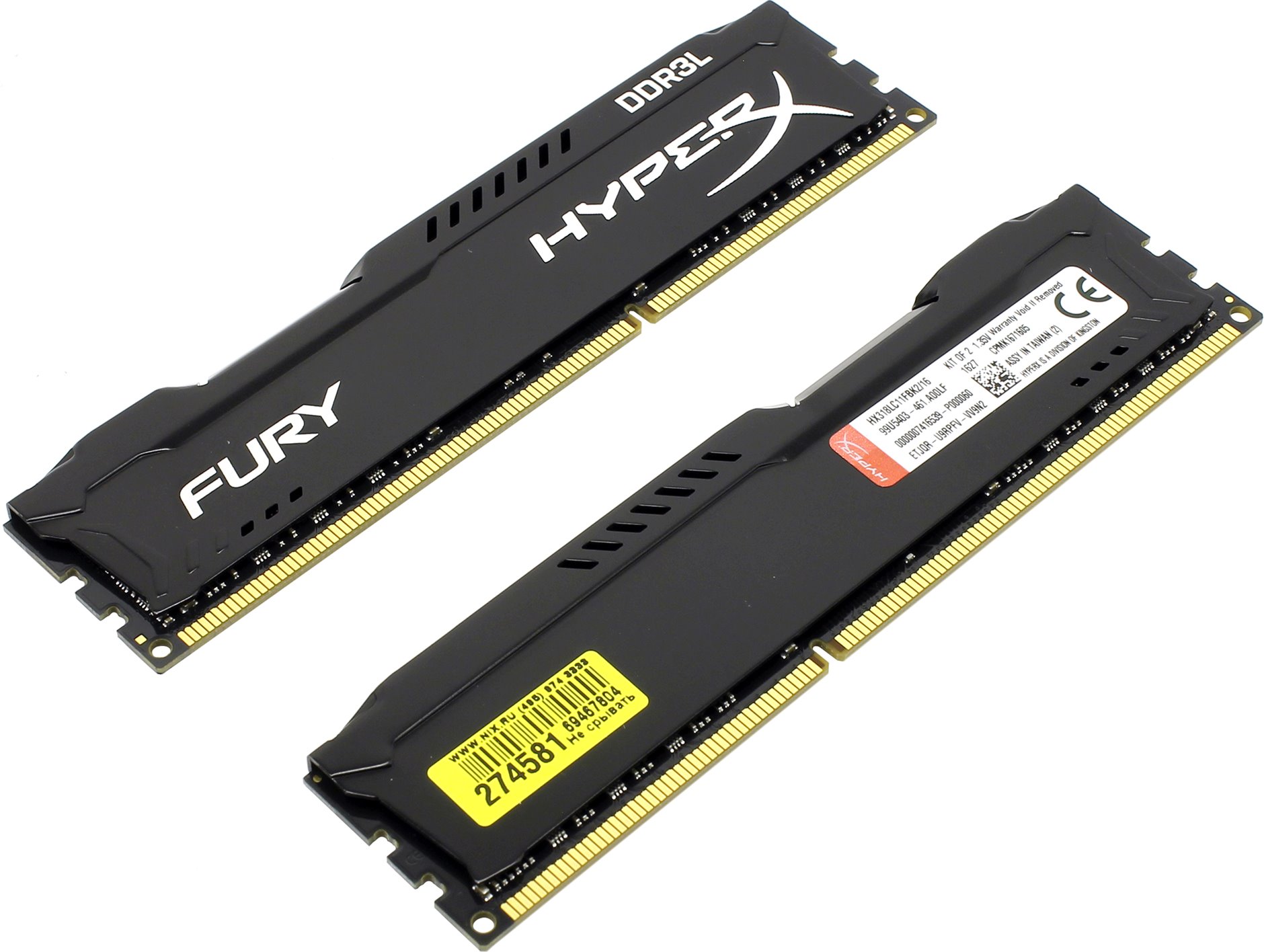 

Оперативная память Kingston HyperX FURY Black (Kit of 2) (HX318LC11FBK2/16), HyperX FURY Black