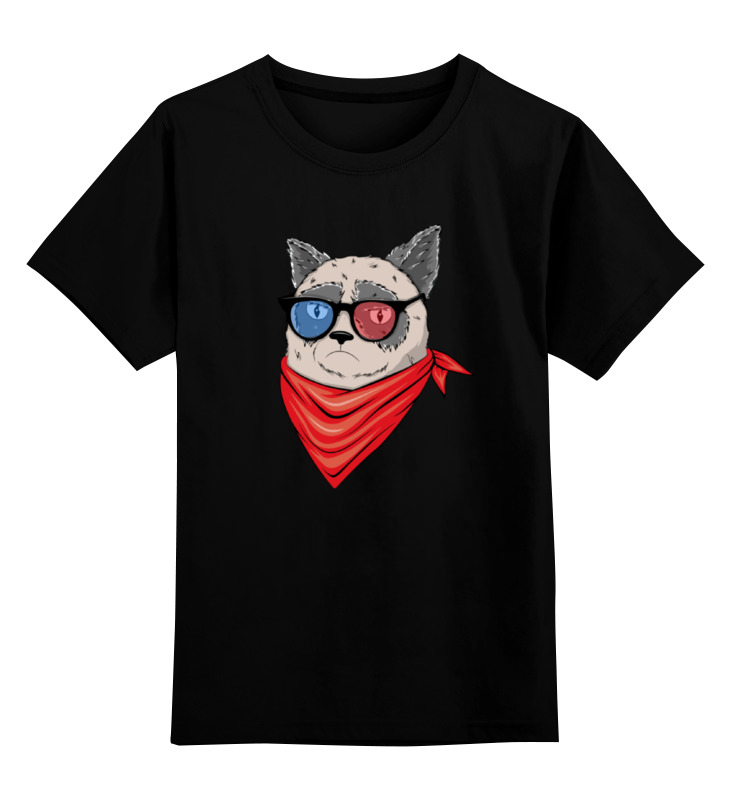 Детская футболка Printio Сердитый котик в 3d цв.черный р.164