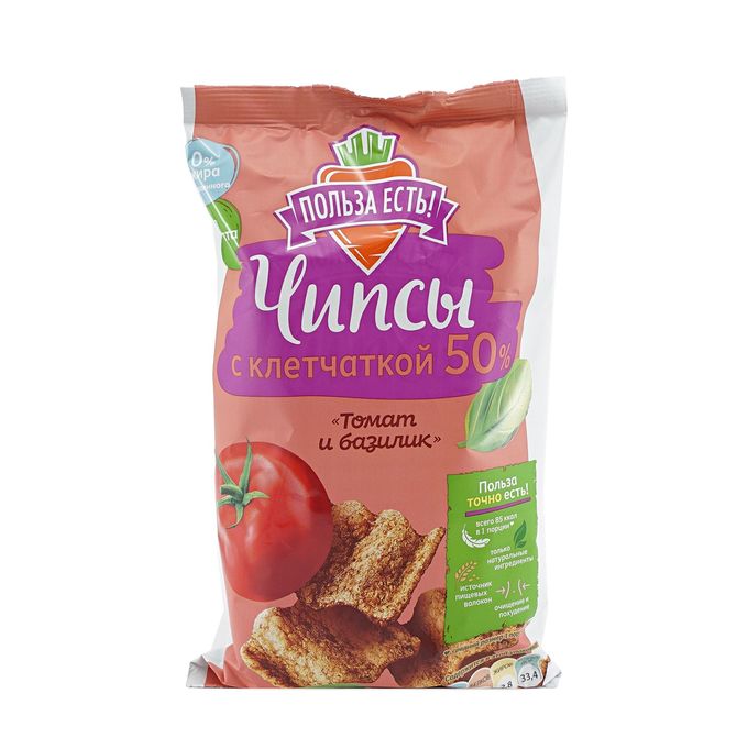 

Польза Есть! Чипсы с клетчаткой, 90г (Томат и базилик)