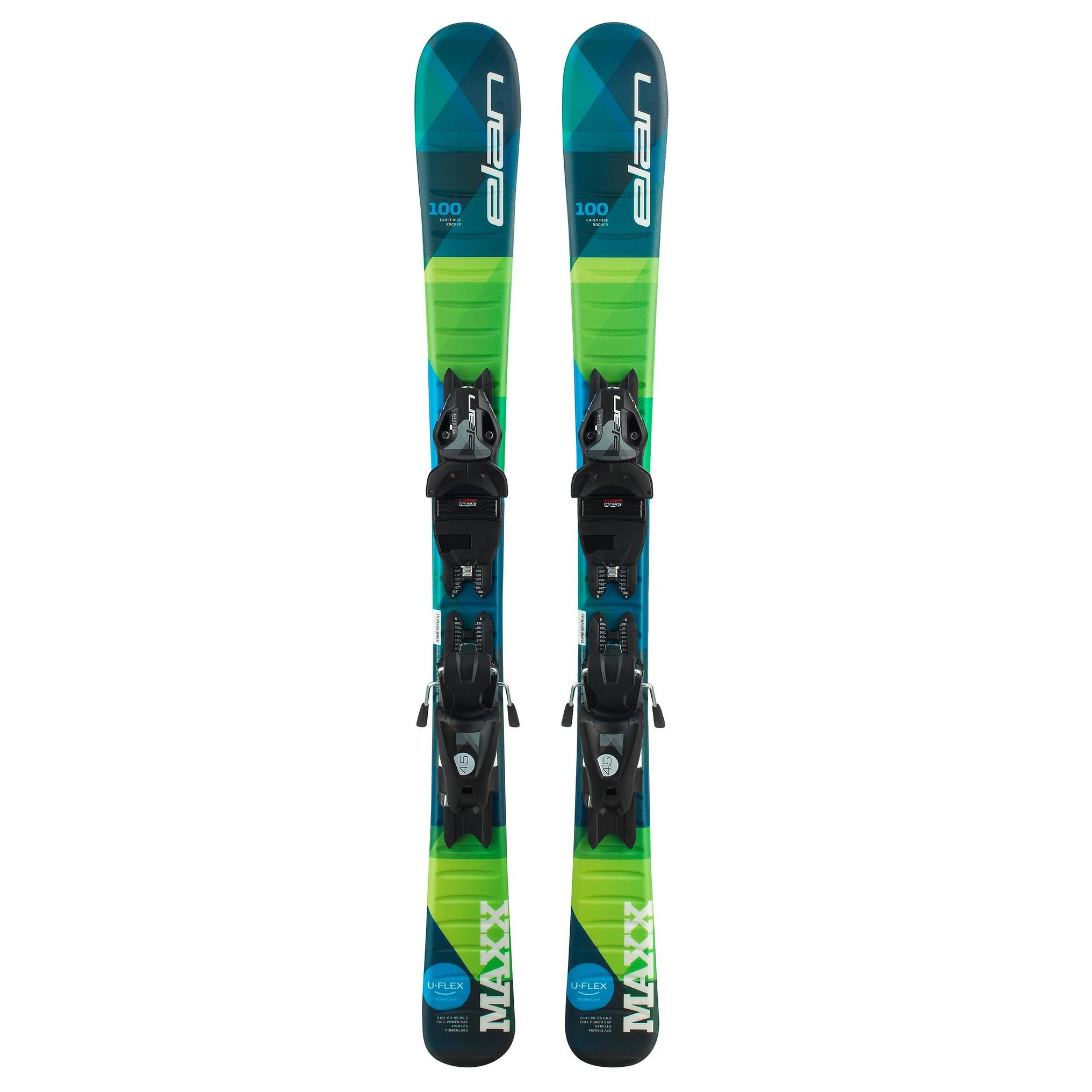 Горные лыжи Elan Maxx Qs 100-120 + El 4.5 Shift 2021, blue/green, 100 см