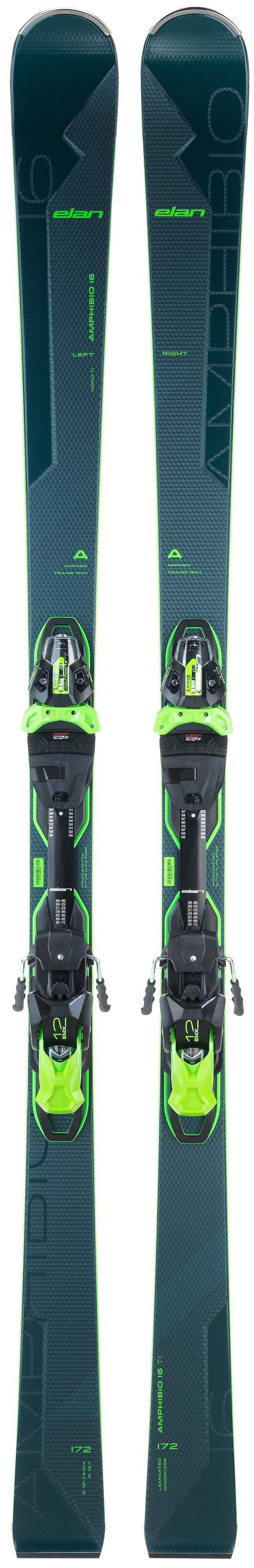 фото Горные лыжи elan amphibio 16ti fusionx + emx 12 fusionx 2021, black/green, 172 см