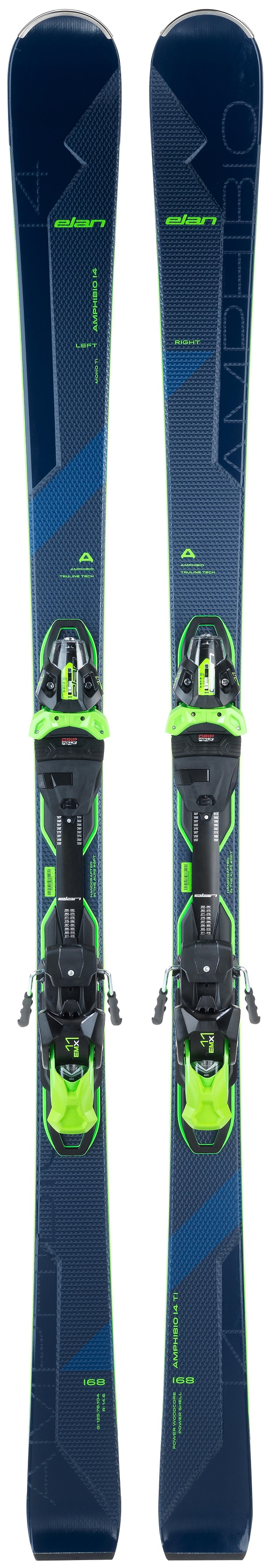 фото Горные лыжи elan amphibio 14ti fusionx + emx 11 fusionx 2021, blue/green, 160 см