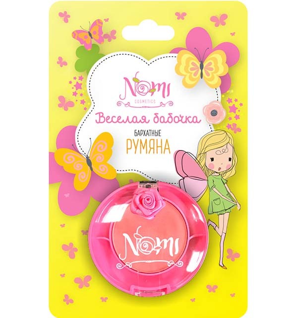 

Детские бархатные румяна Nomi Веселая бабочка, Розовый, 4650065-882729