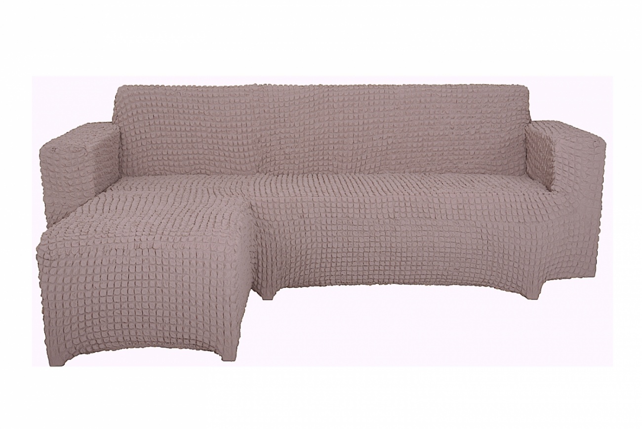 фото Чехол на угловой диван с оттоманкой concordia, выступ справа, тускло-сиреневый