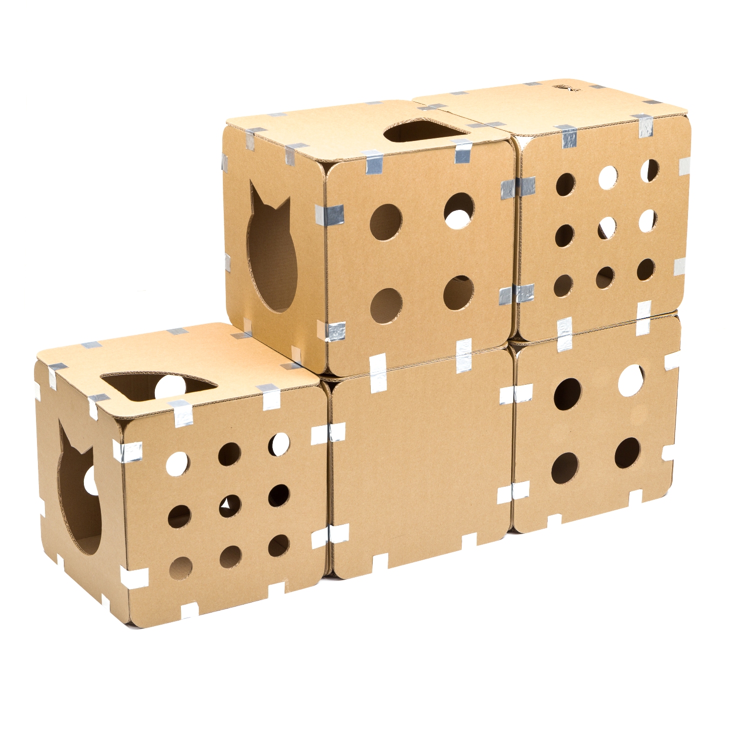 Домик-коробка для кошек EcoPet сборный Полный набор, 5 кубов
