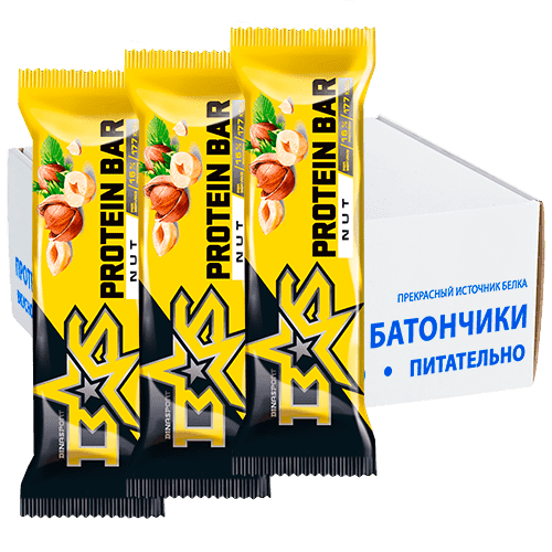 фото Батончик binasport protein bar 50 г, 24 шт., орех