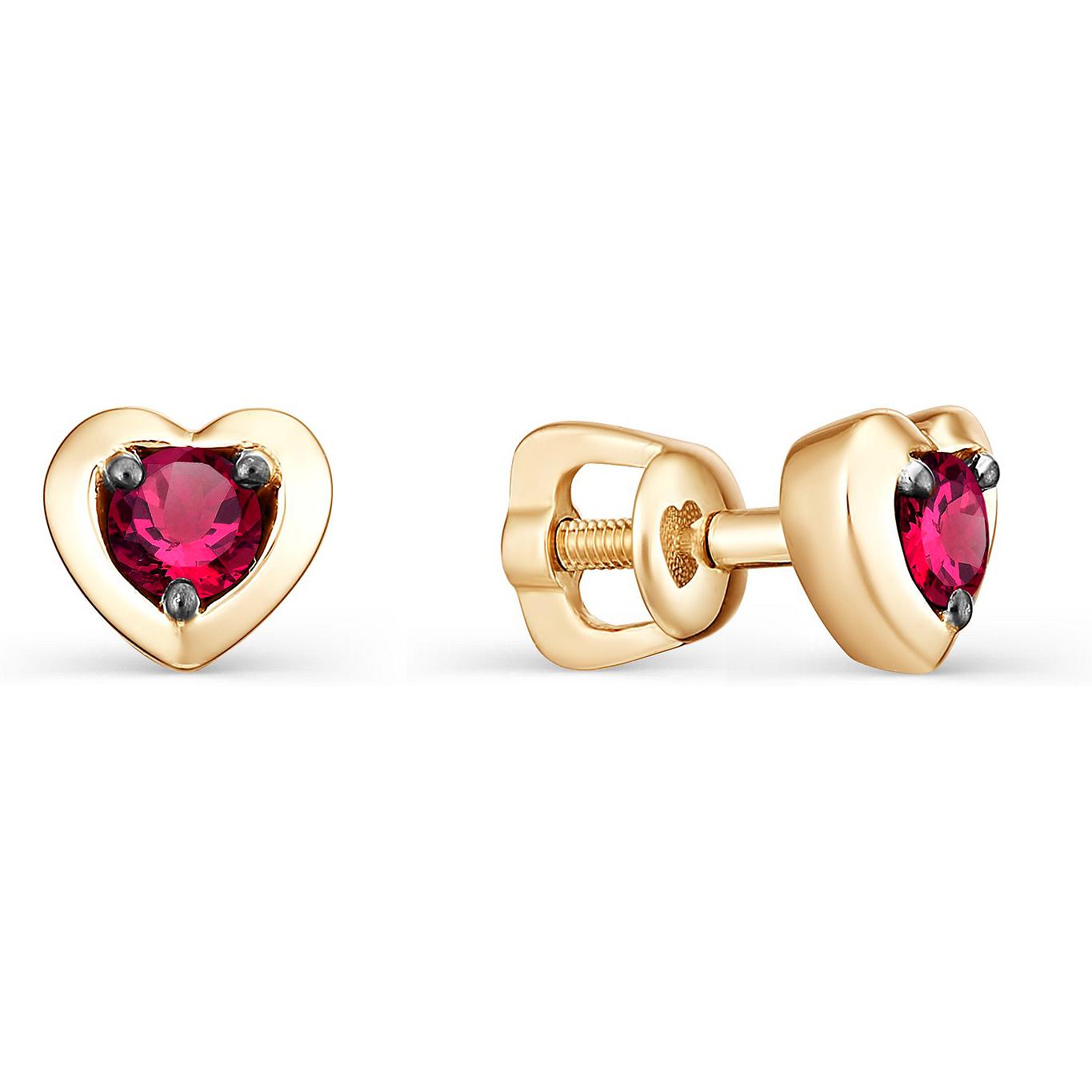 

Серьги-пусеты из золота АЛЬКОР 22977-103, рубин, 22977-103