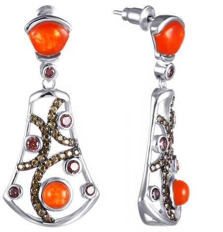 

Серьги женские из серебра Джей Ви 1-214474-378100-7, фианит/агат, 1-214474-378100-7