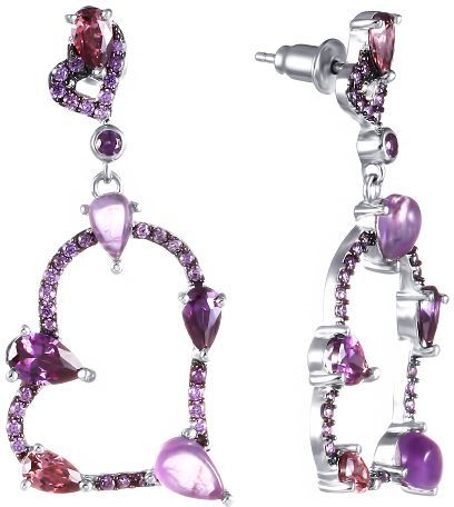 

Серьги женские из серебра Джей Ви 1-214257-373200-7, турмалин/аметист/фианит, 1-214257-373200-7