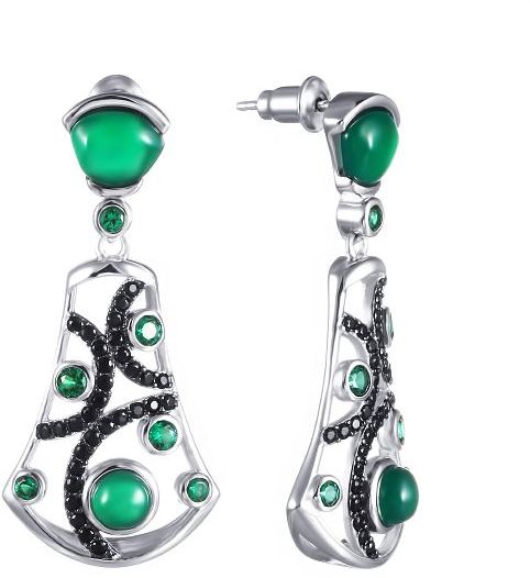 

Серьги женские из серебра Джей Ви 1-214474-370100-7, агат/фианит, 1-214474-370100-7