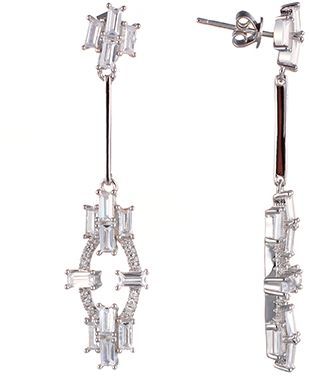 

Серьги женские из серебра Джей Ви WE26219-BR, фианит, WE26219-BR