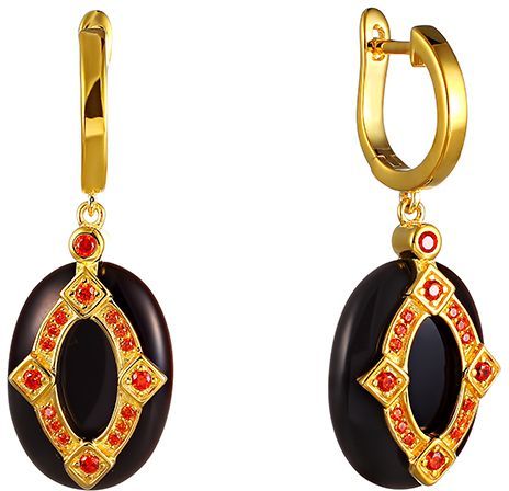 

Серьги женские из серебра Джей Ви SE001283C-1, оникс/фианит, SE001283C-1