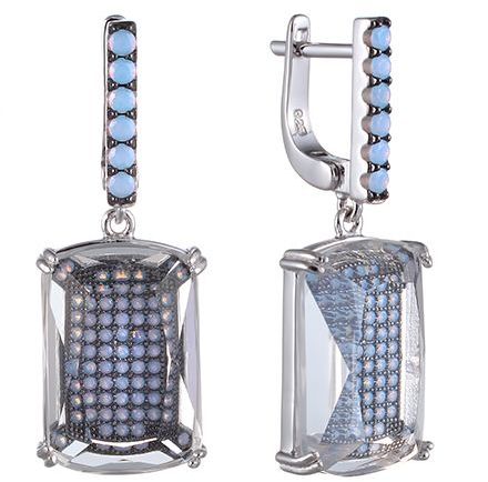 

Серьги женские из серебра Джей Ви SY-355078-E, стекло/фианит, SY-355078-E