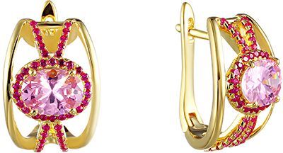 

Серьги женские из серебра Джей Ви 00347E, фианит, 00347E