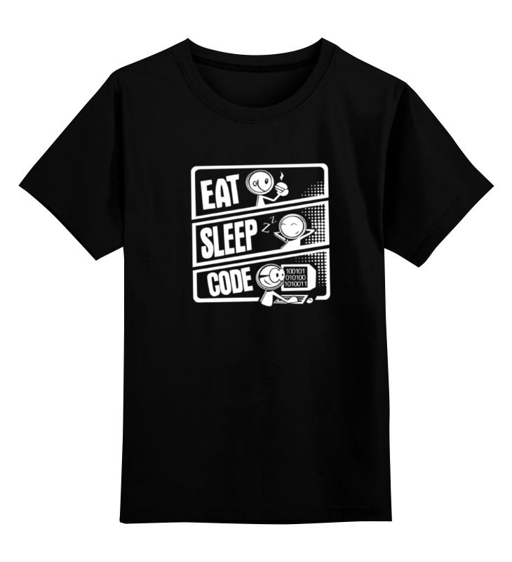 

Детская футболка Printio Eat, sleep, code цв.черный р.116, 0000000724956