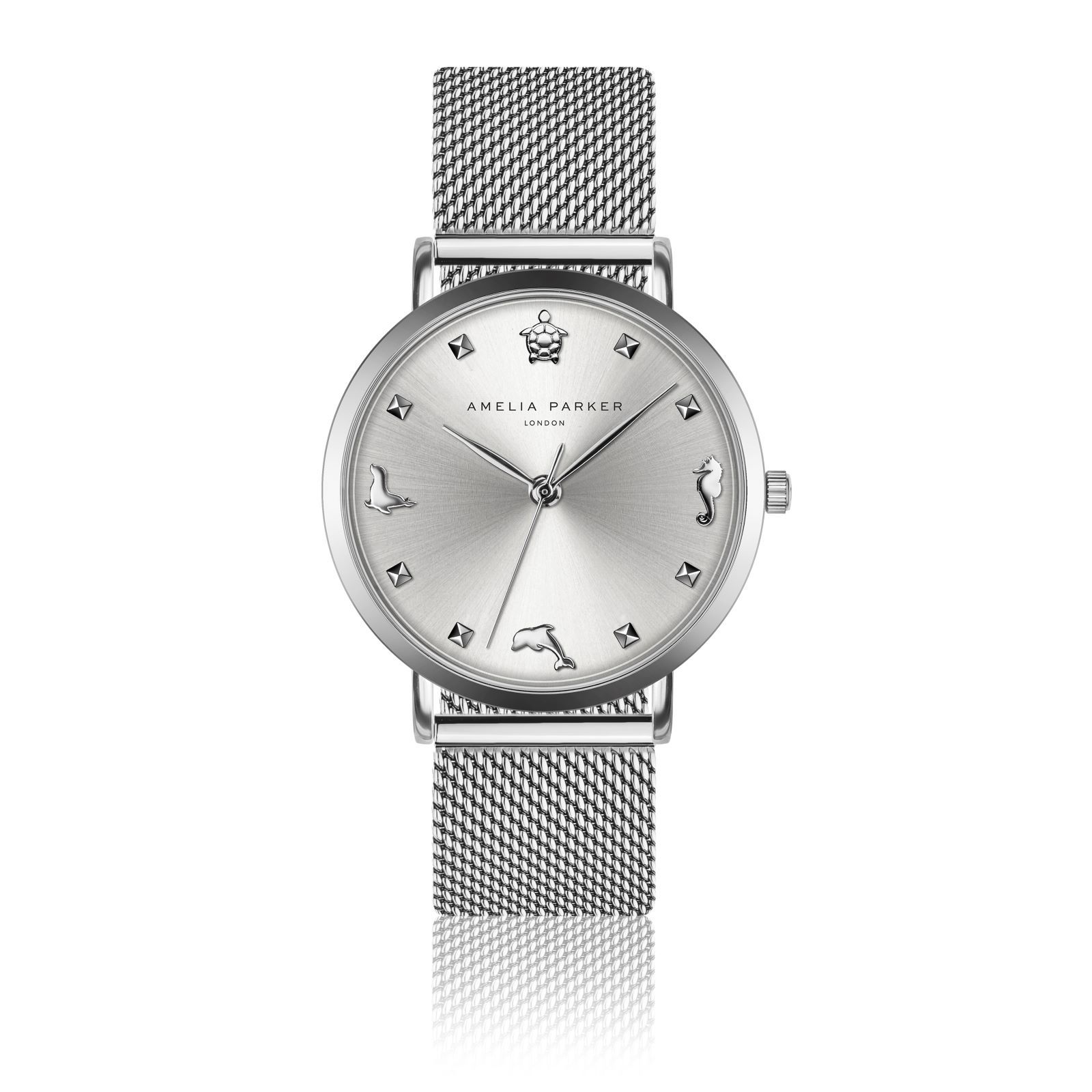 фото Часы наручные кварцевые женские amelia parker charm silver mesh/ac3-b018s