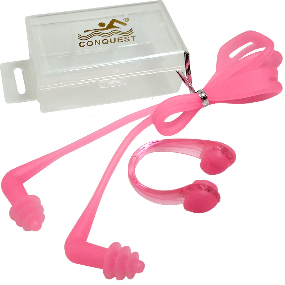 фото C33555-2 комплект для плавания беруши и зажим для носа (розовые) hawk
