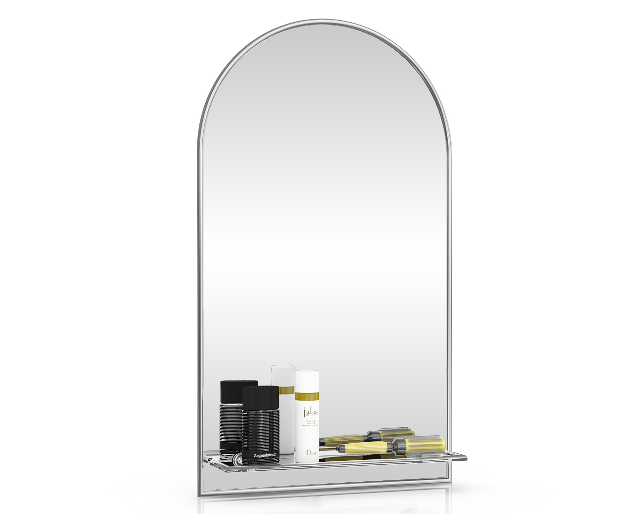 фото Зеркало еврозеркало 329ш серебро, 46х80 см., для ванной комнаты, с полкой