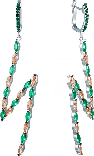 

Серьги женские из серебра Джей Ви SE26889-W4, фианит, SE26889-W4