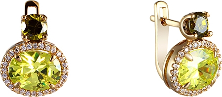 

Серьги женские из серебра Джей Ви SE2624-E, стекло/фианит, SE2624-E