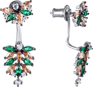 

Серьги женские из серебра Джей Ви E27278-W2, фианит, E27278-W2