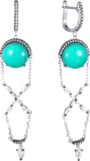 

Серьги женские из серебра Джей Ви E26903-BH2, стекло/фианит, E26903-BH2