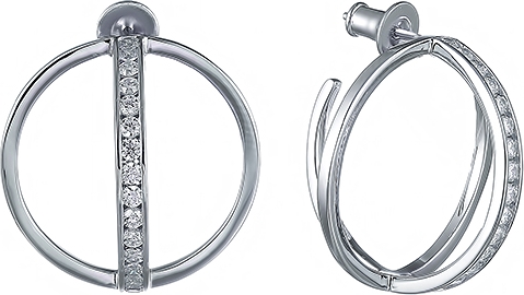 

Серьги женские из серебра Джей Ви E26049-W, фианит, E26049-W