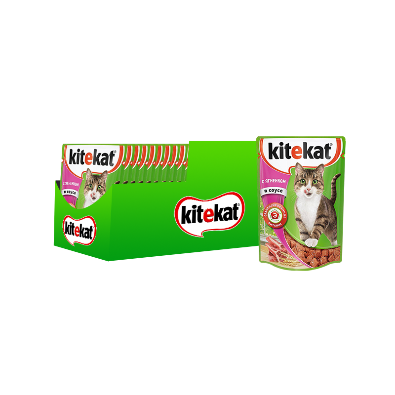 фото Влажный корм для кошек kitekat, ягненок, 28шт, 85г