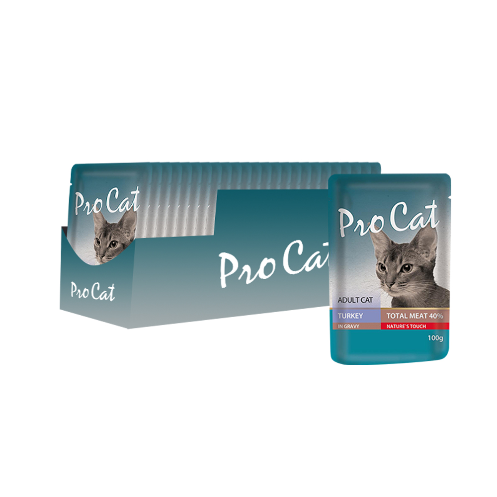 фото Влажный корм для кошек pro cat, индейка, 24шт, 100г