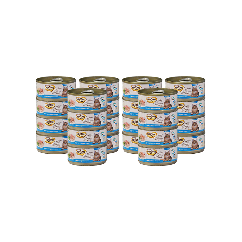 Консервы для кошек Мнямс Деликатес, тунец с креветками, кусочки в желе, 24шт по 70г
