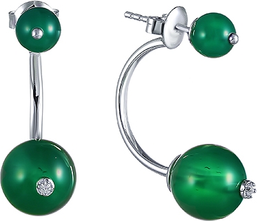 

Серьги женские из серебра Джей Ви C4471E, агат/фианит, C4471E