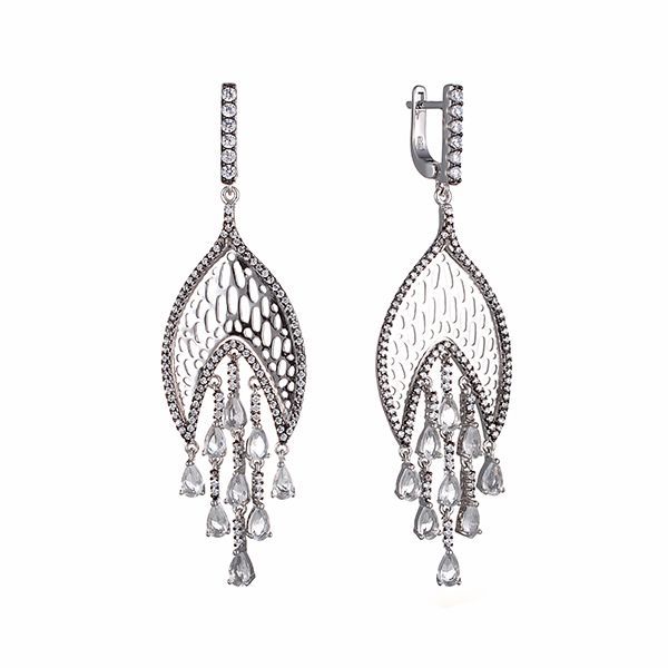 

Серьги шандельеры из серебра Джей Ви SY-355413-E, фианит, SY-355413-E