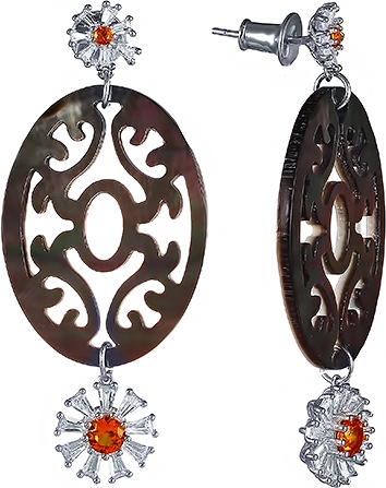 

Серьги женские из серебра Джей Ви E26963-H1, перламутр/фианит, E26963-H1