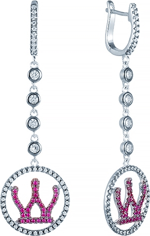 

Серьги женские из серебра Джей Ви E22526-H, фианит, E22526-H