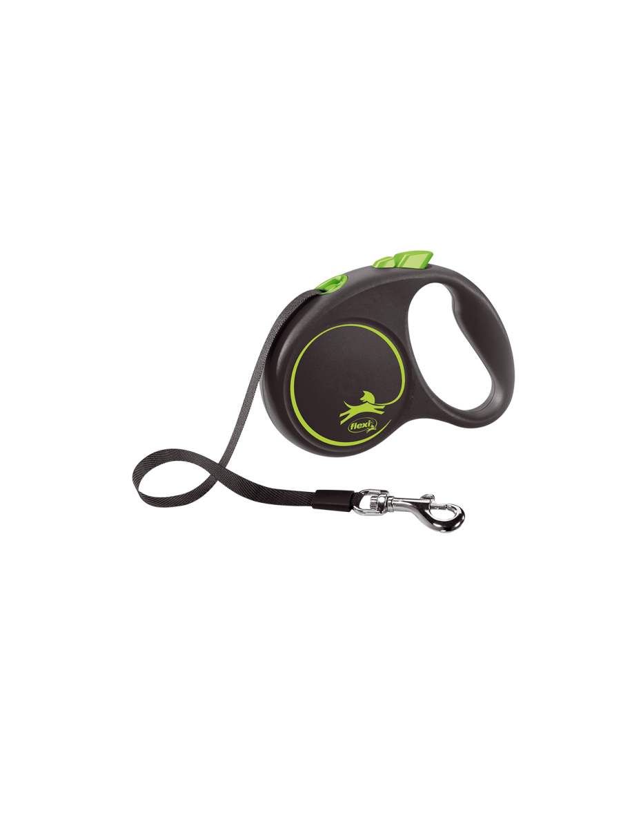 

Поводок-рулетка Flexi Black Design tape S 5m 15 kg зеленый, Black Design tape
