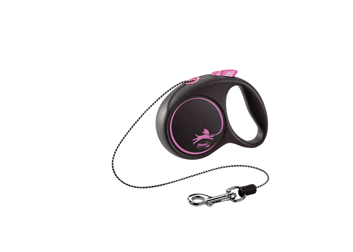 

Поводок-рулетка Flexi Black Design cord XS 3m 8 kg розовый, Black Design cord